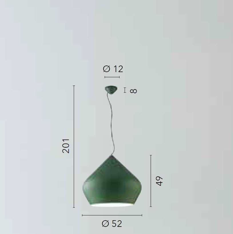 Sospensione metallo verde interno bianco 1XE27 non incl. D.52cm THOLOS Sospensione metallo verde interno bianco 1XE27 non incl. D.52cm THOLOS